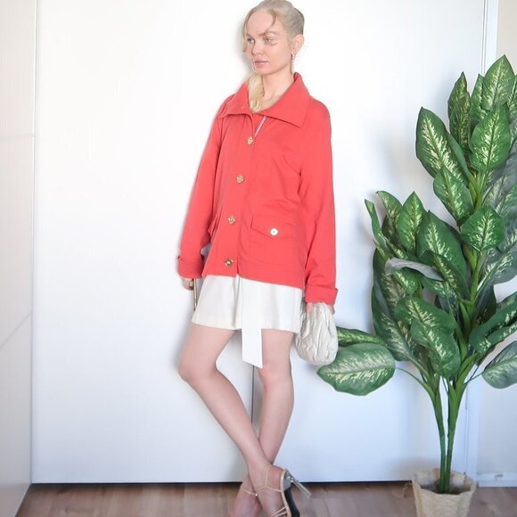 Jones New York Red Cardigan /Blazer W Gold Buttons - Picture 5 of 9